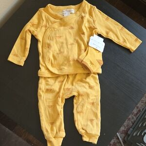 Bon Bebe Willow + Whimsy Sunny Yellow Kids Pajama Set 3 Pieces 3-6 Mo
